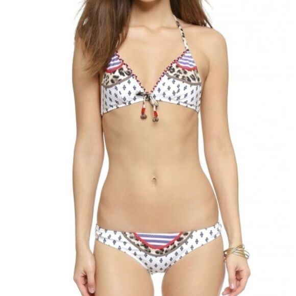 TIGERLILY Bikini Set White Auqa Blanca Leopard Amelia Bikini Swim Set New - Picture 1 of 10